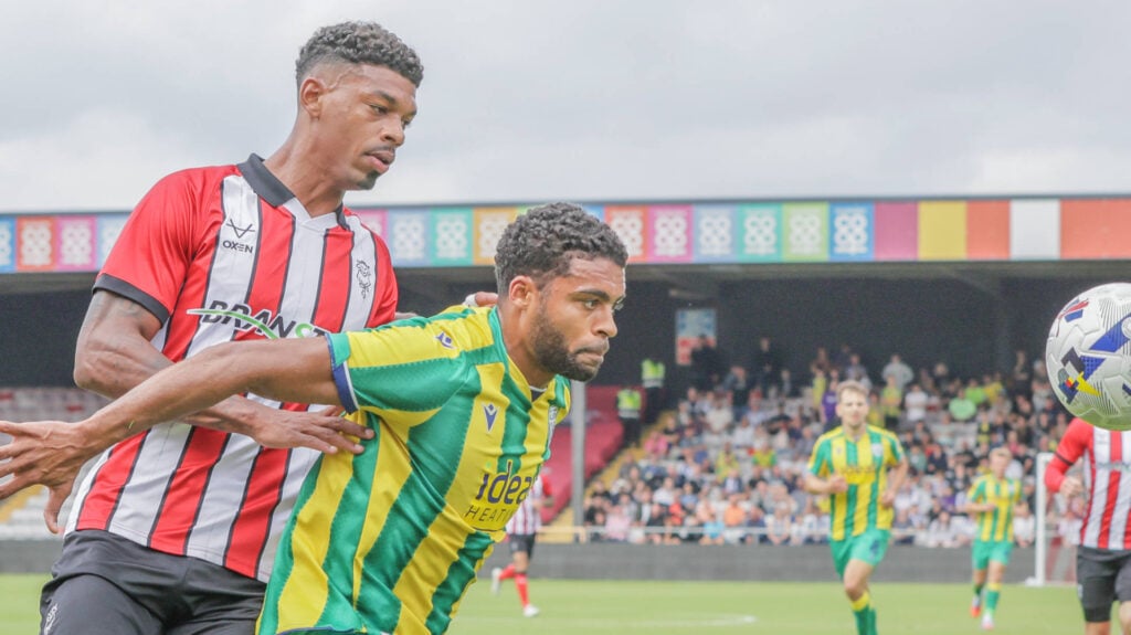 Darnell Furlong in action for West Brom.