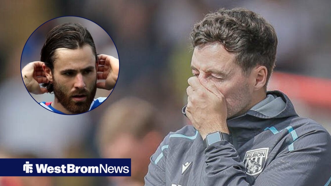Ben Brereton-Diaz in a circular inset next to Ryan Mason, covering his face.