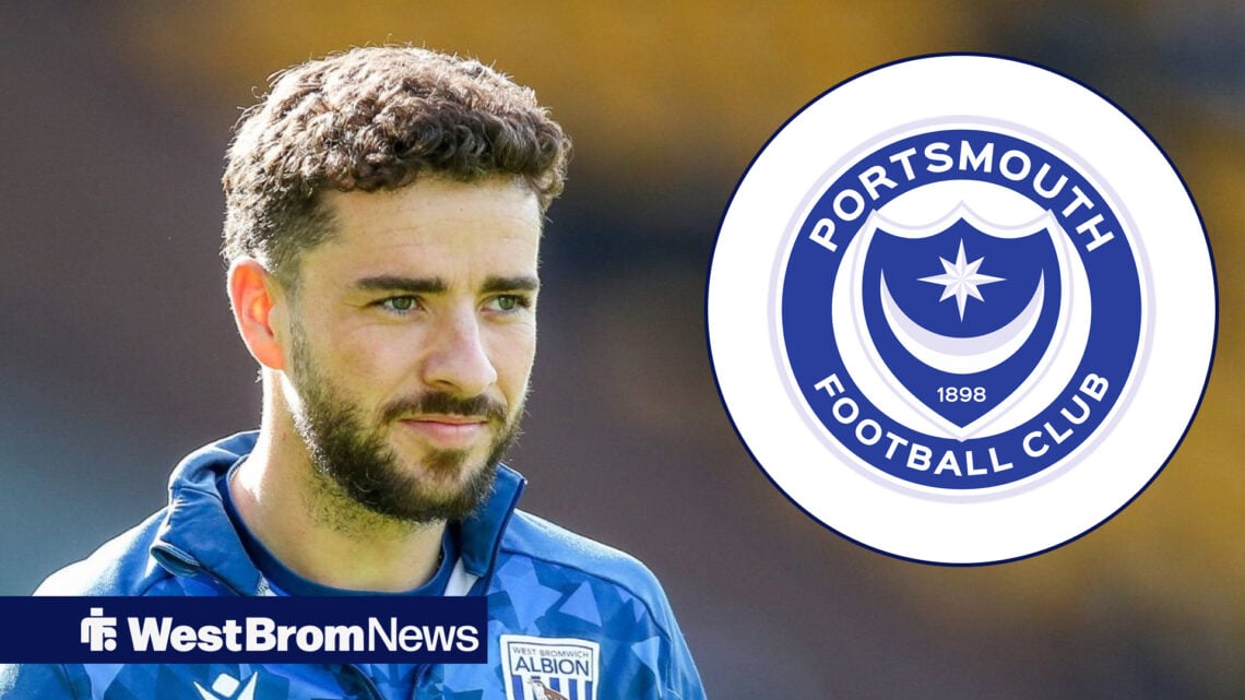 Mikey Johnston smiling, Portsmouth badge in a circular inset