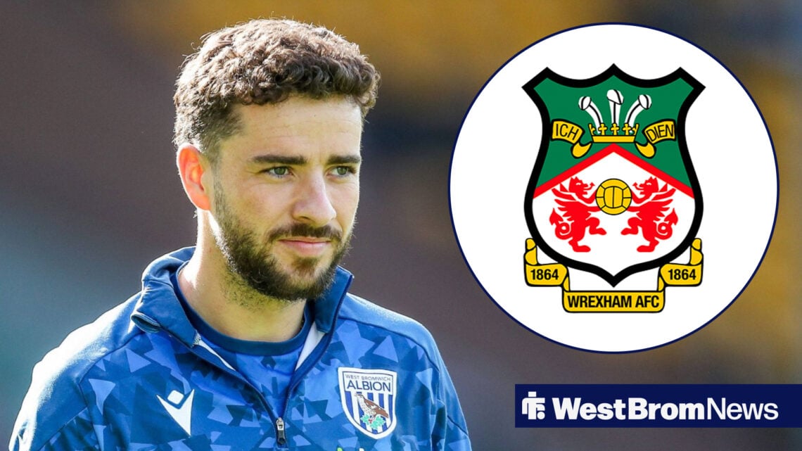 Mikey Johnston looking pleased, with Wrexham badge inset