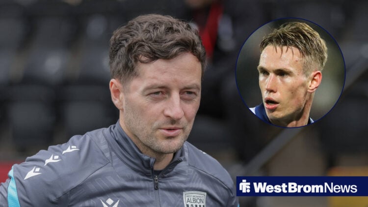 West Brom manager Ryan Mason and Torbjorn Heggem