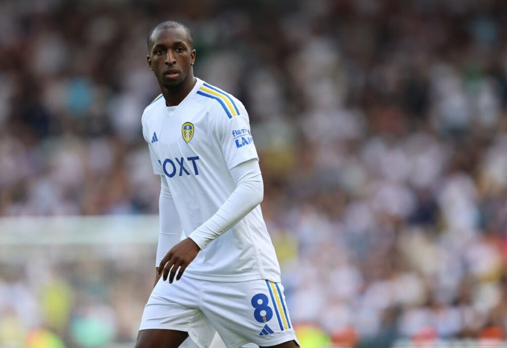 Glen Kamara playing in a Leeds United home kit