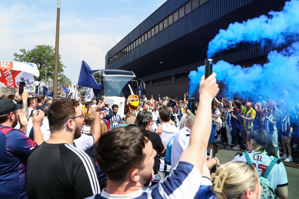 West Brom fans welcome the team bus