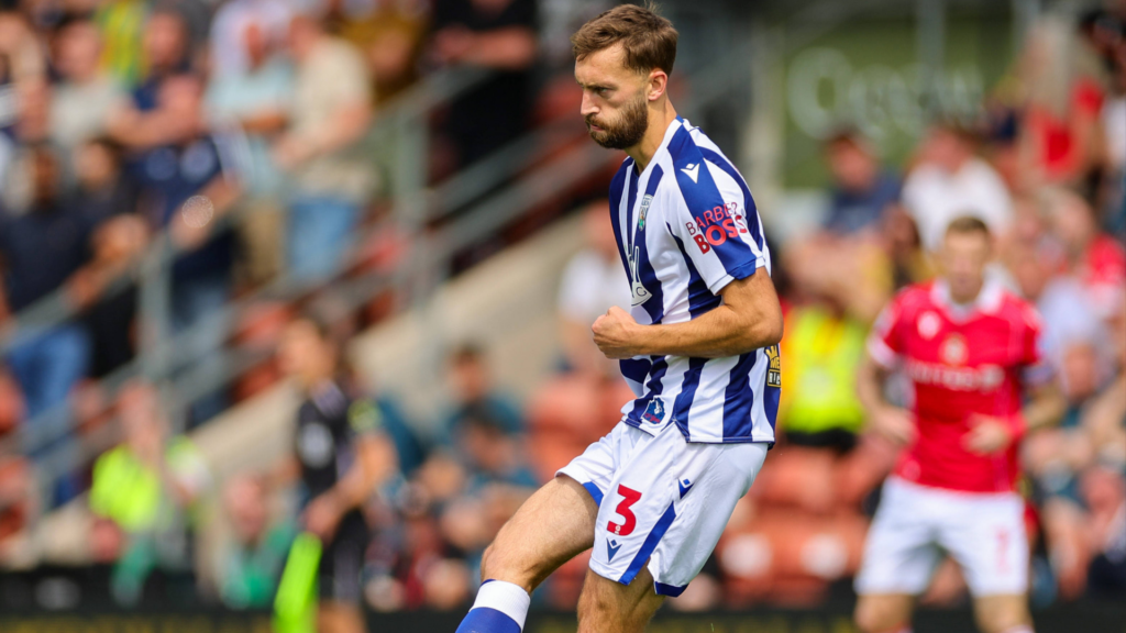 Nat Phillips in action for West Brom during a game against Wrexham.