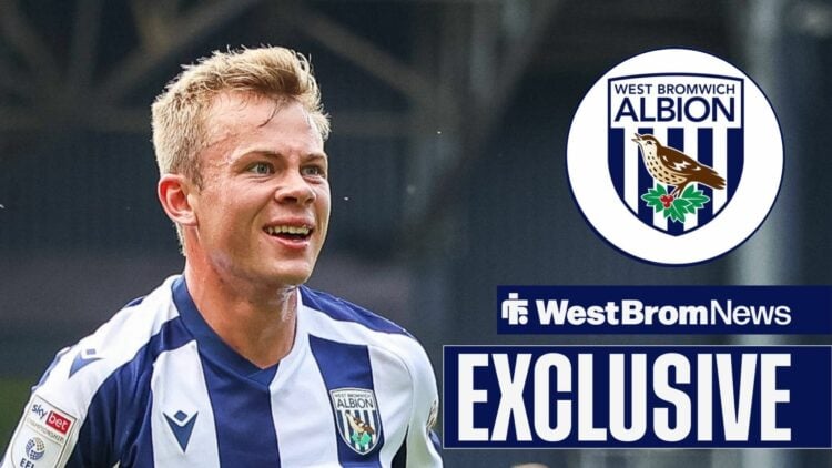 Aune Heggebo in Albion kit smiling and West Brom logo in circular inset