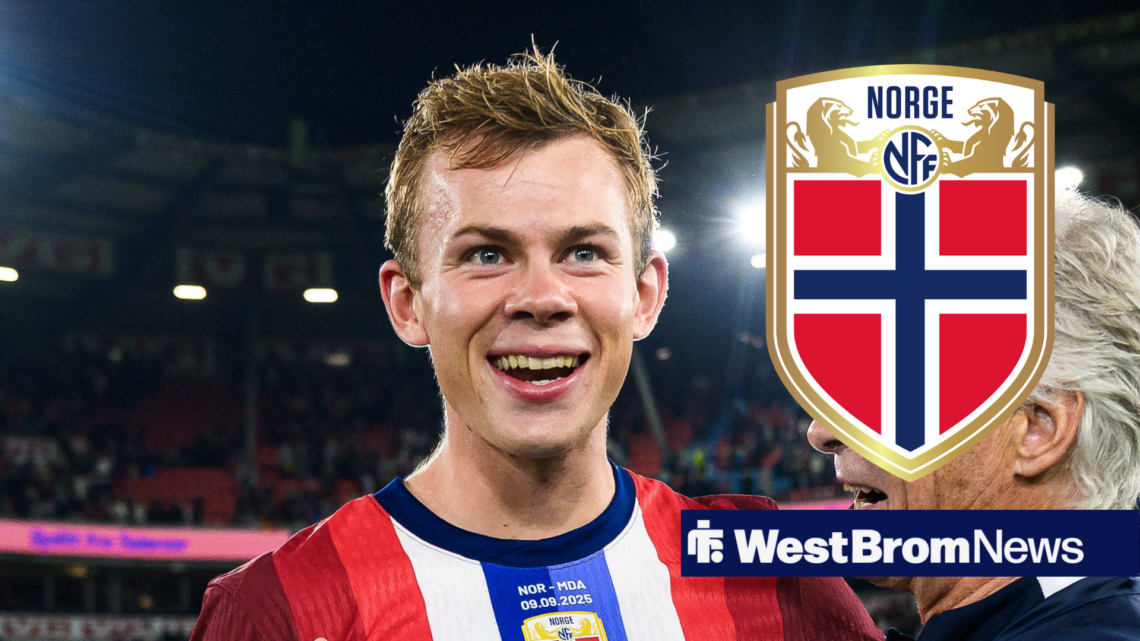 West Brom striker Aune Heggebo in Norway kit