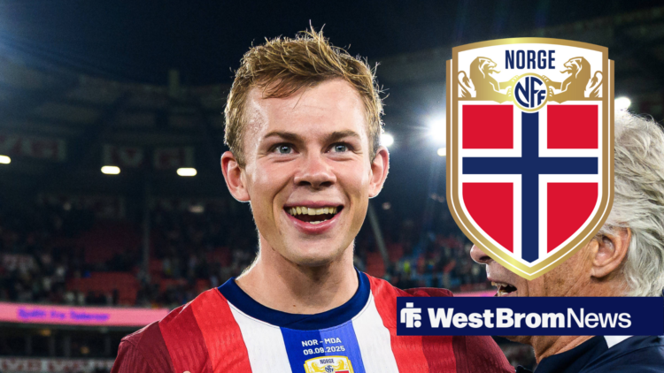 West Brom striker Aune Heggebo in Norway kit