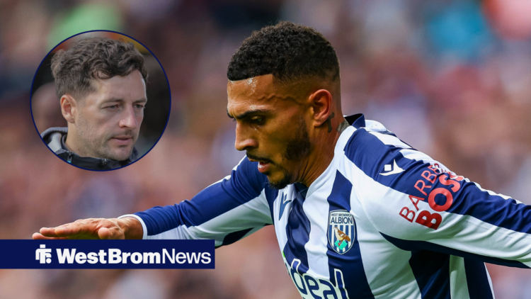 West Brom forward Karlan Grant and Ryan Mason in circular inset