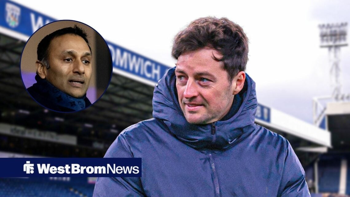West Brom manager Ryan Mason and Shilen Patel in circular inset
