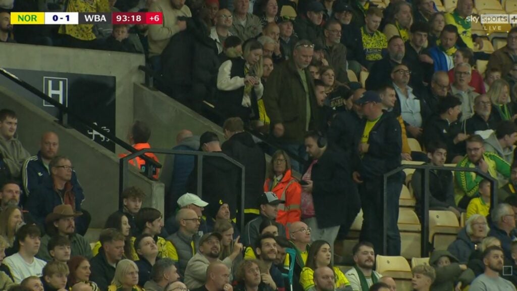 Norwich fans head for the exits during stoppage time of a defeat to West Brom.
