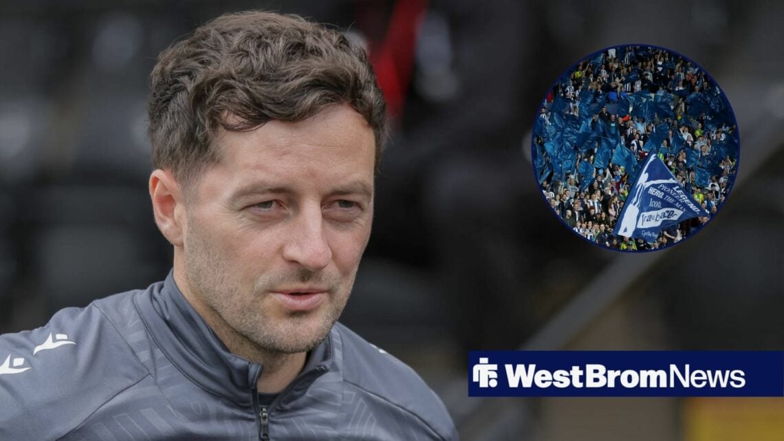 Ryan Mason alongside a circle inset of the West Brom badge.