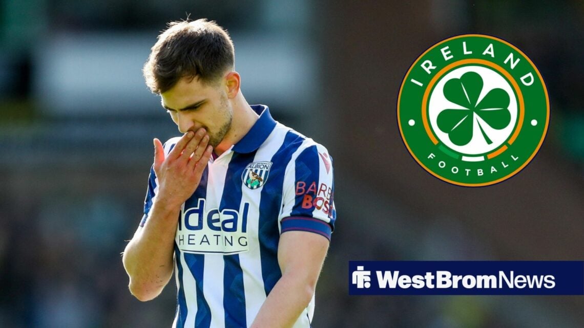 Jayson Molumby of West Brom and Ireland badge
