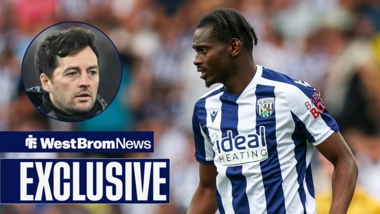West Brom midfielder Ousmane Diakite with Ryan Mason inset