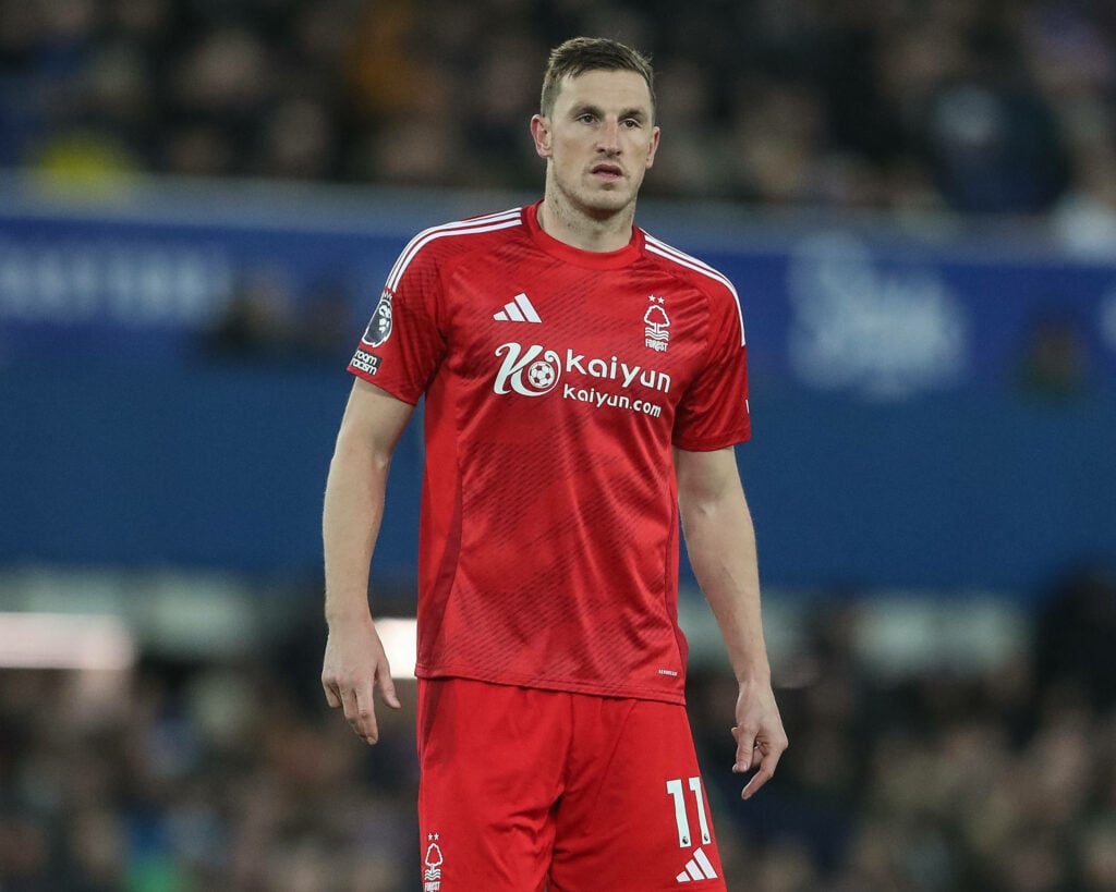 Chris Wood playing for Nottingham Forest in the Premier League.