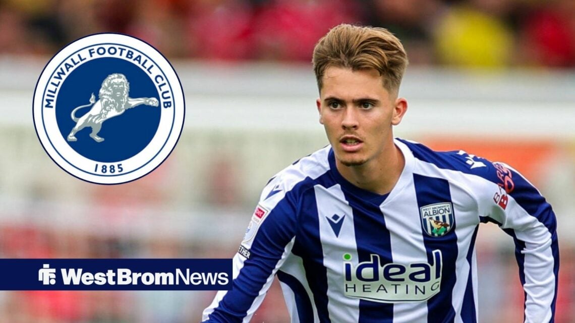 Issac Price in action for West Brom and Millwall in circular inset