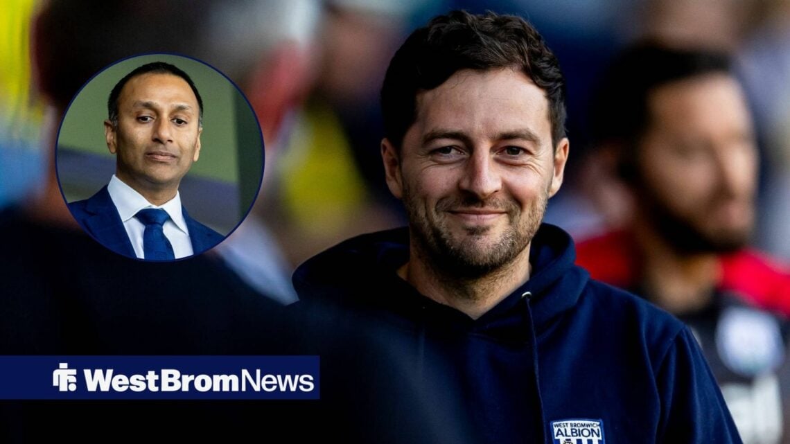 West Brom boss Ryan Mason, Shilen Patel in inset.