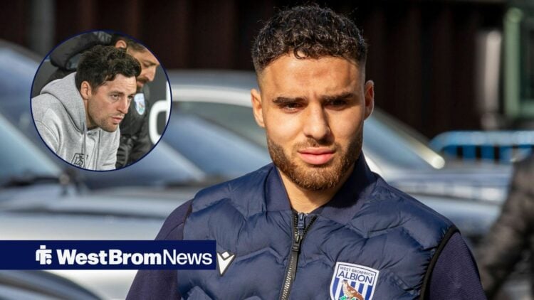 West Brom star Tammer Bany looking sad, Ryan Mason looking miserable.