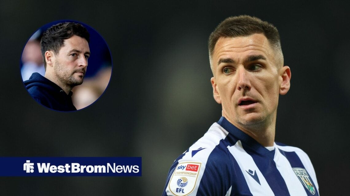 Jed Wallace in action for West Brom and Ryan Mason in circular inset