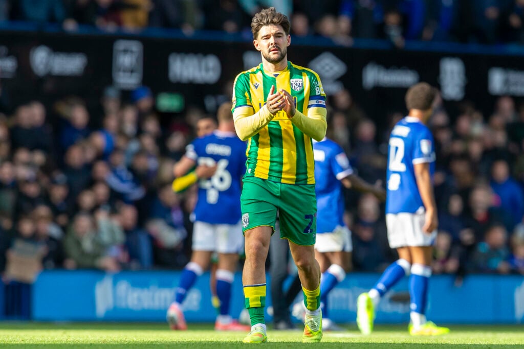 Alex Mowatt claps West Brom fans after the loss against Ipswich