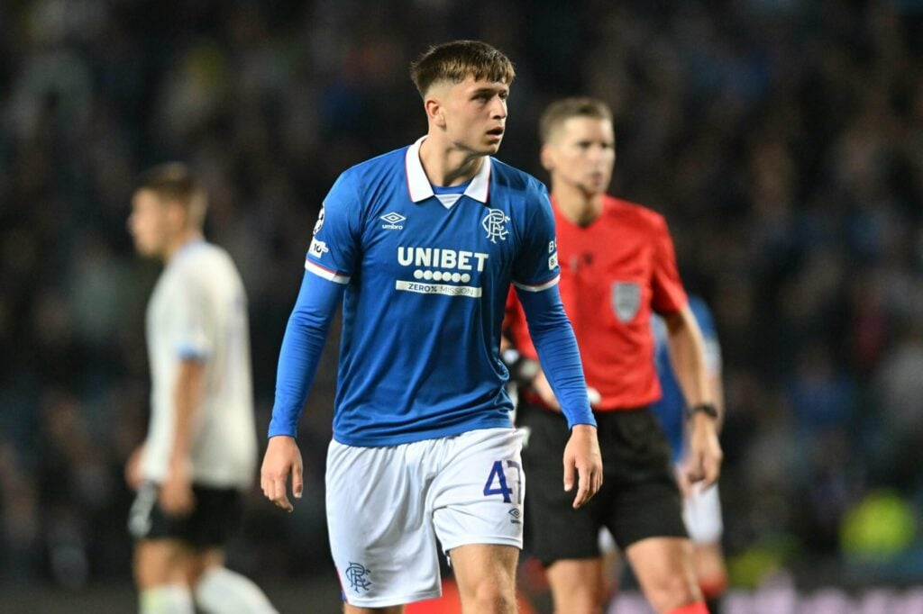 Former West Brom target Mikey Moore in action for Rangers during his loan spell away from Tottenham.