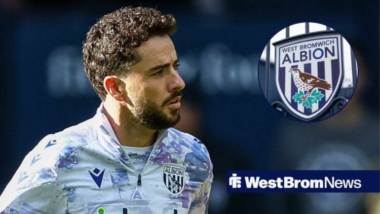 Mikey Johnston alongside a circle inset of the West Brom badge.