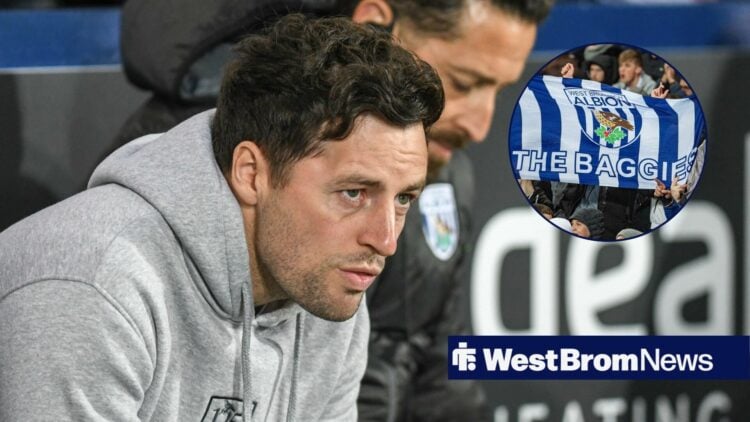 Ryan Mason alongside a circle inset of the West Brom fans.