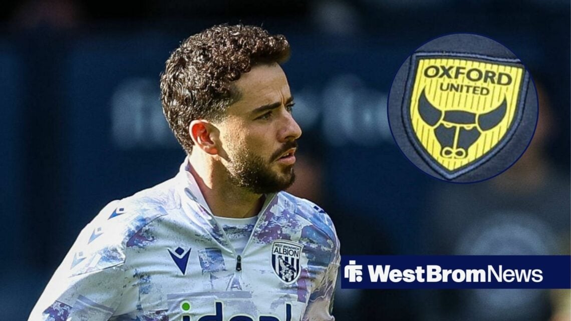 Mikey Johnston looks at Oxford United badge in circle