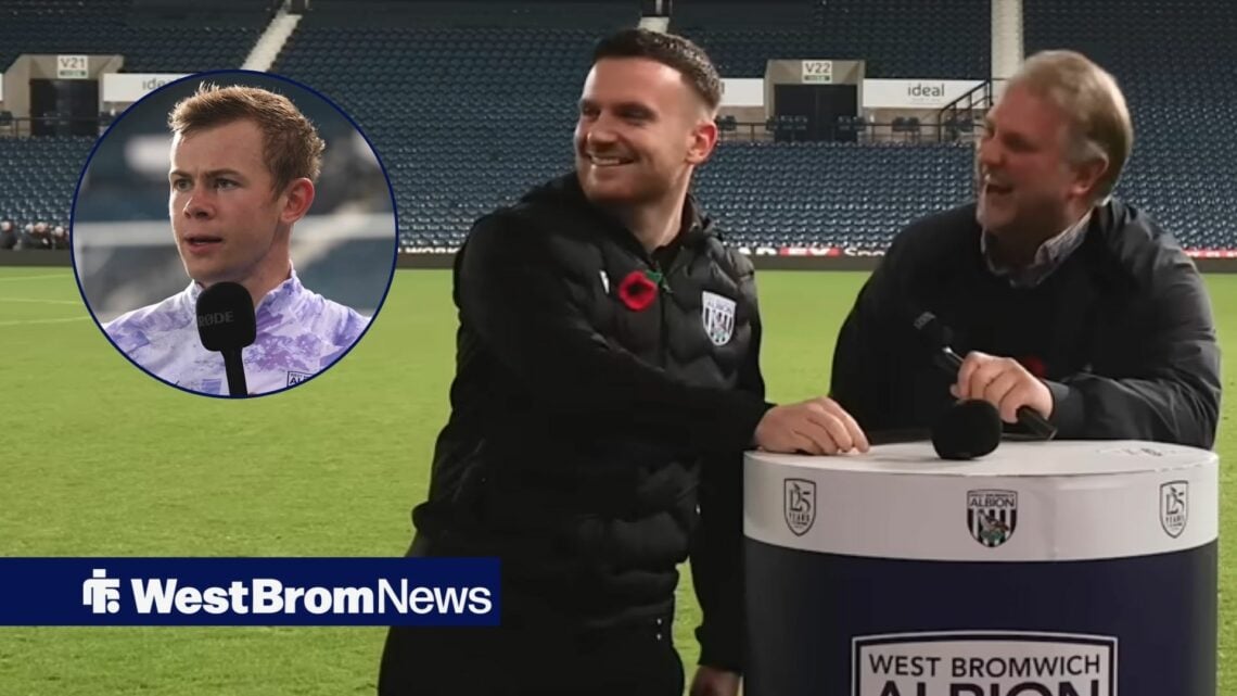 Gez Mulholland and Andy Johnson laughing looking towards Aune Heggebo in a circle inset