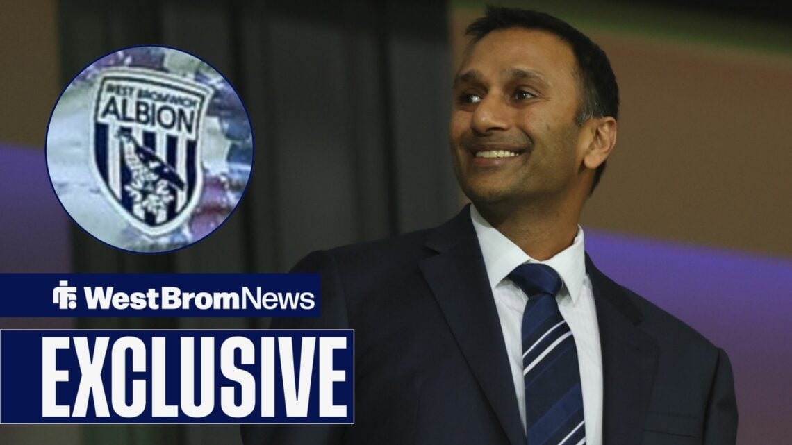 Shilen Patel looking at West Brom badge in circle