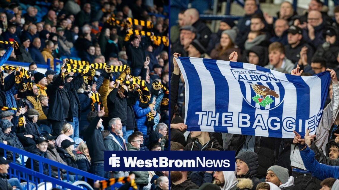 Sheffield Wednesday fans and West Brom fans looking at each other.