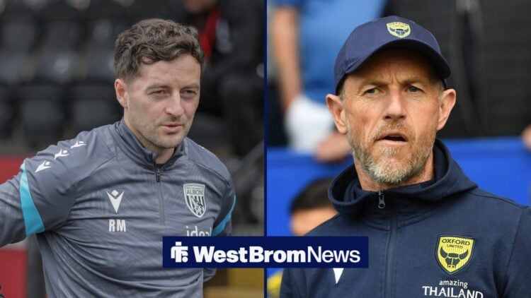 Ryan Mason looking at Gary Rowett on right