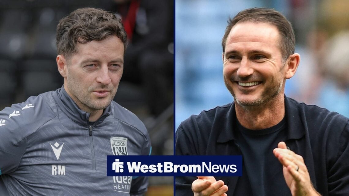 Ryan Mason and Frank Lampard looking at each other.