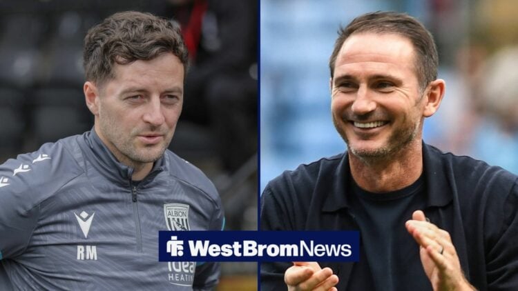 Ryan Mason and Frank Lampard looking at each other.