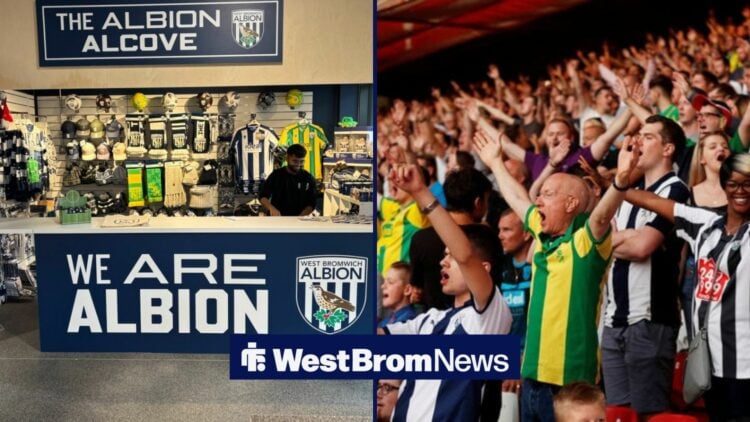 West Brom fans looking at new club shop 'The Albion Alcove'.