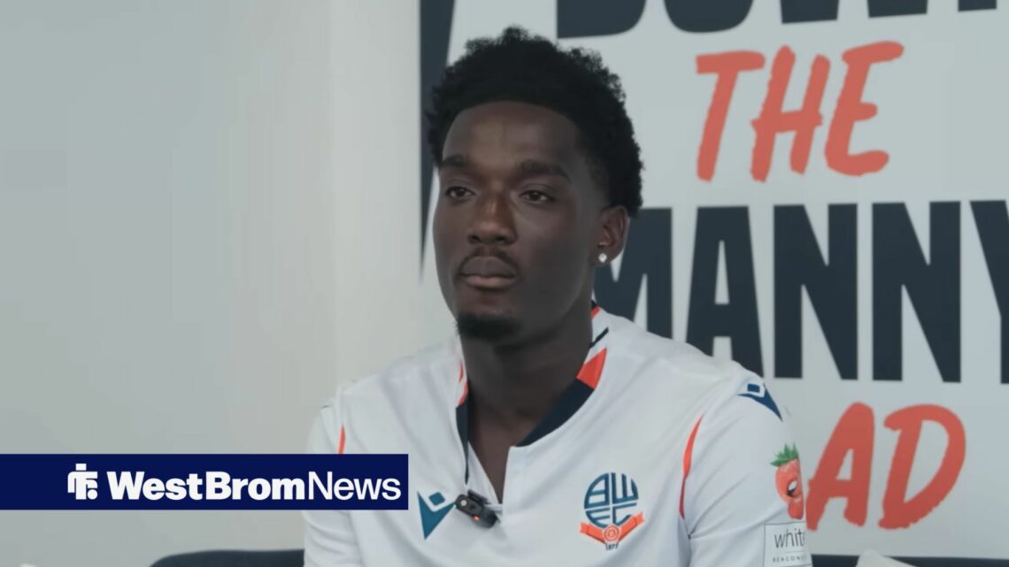 West Brom target Amario Cozier-Duberry in Bolton gear.