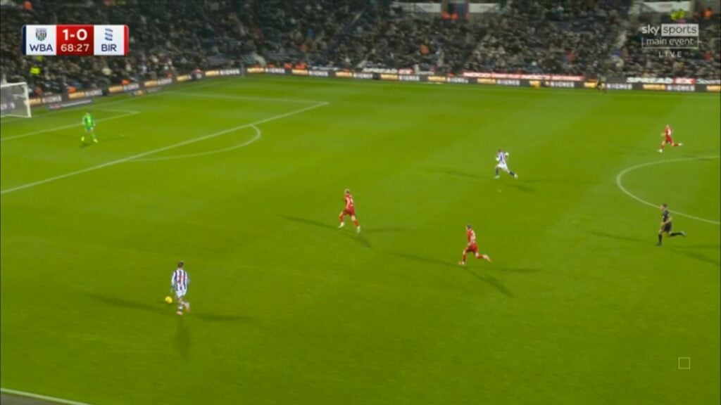 Isaac Price on the attack for West Brom vs Birmingham