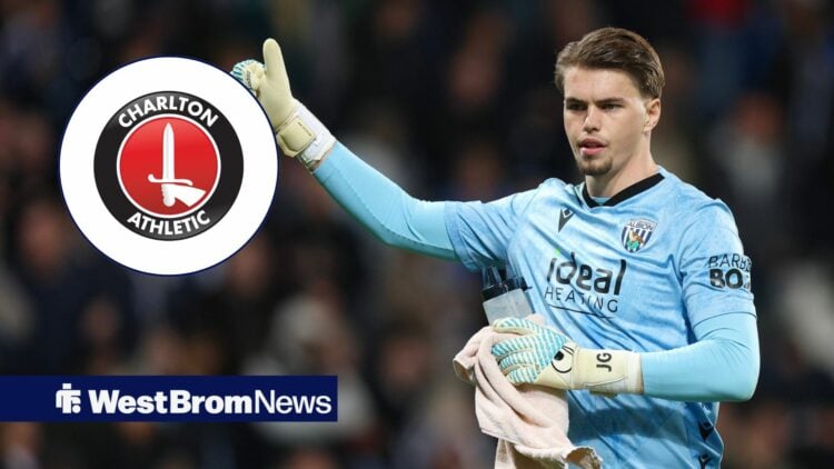 West Brom star Josh Griffiths with thumbs up gesture, Charlton badge in inset.