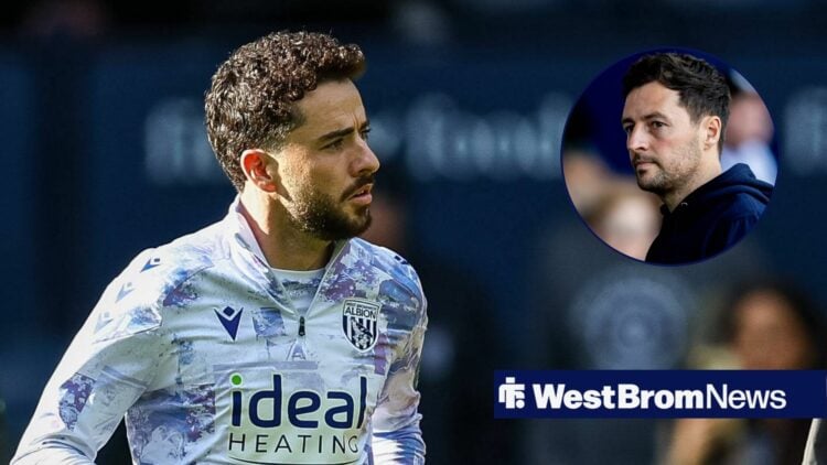 West Brom star Mikey Johnston looking angry, Ryan Mason upset in inset.