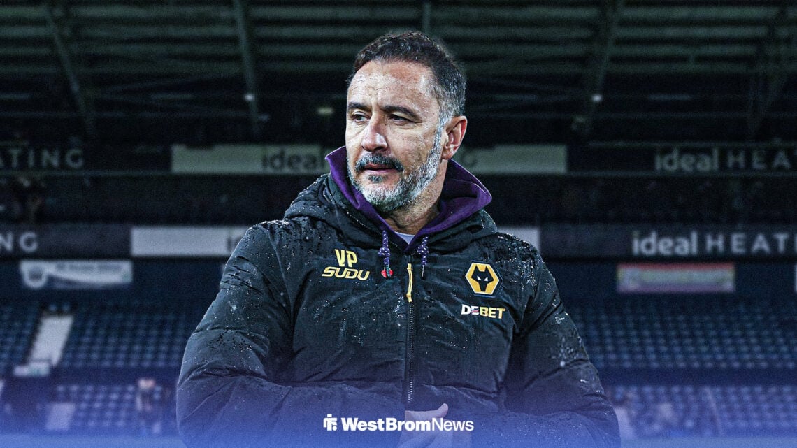 Vitor Pereira in Wolves gear, with The Hawthorns in the background