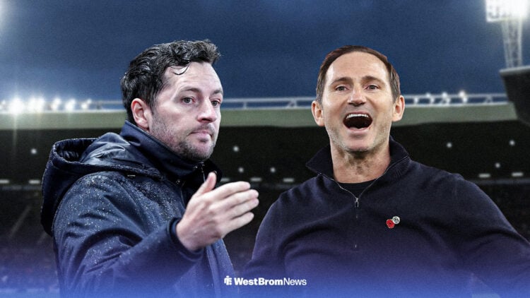 Ryan Mason looks concerned, with Frank Lampard smiling alongside him