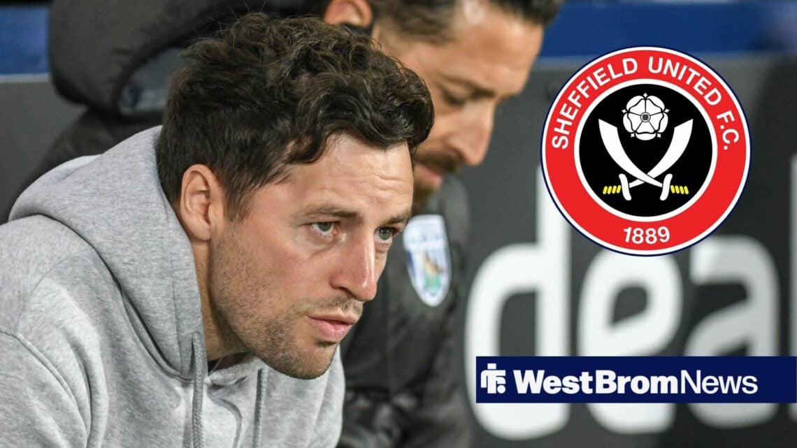 Ryan Mason alongside a circle inset of the Sheffield United badge.
