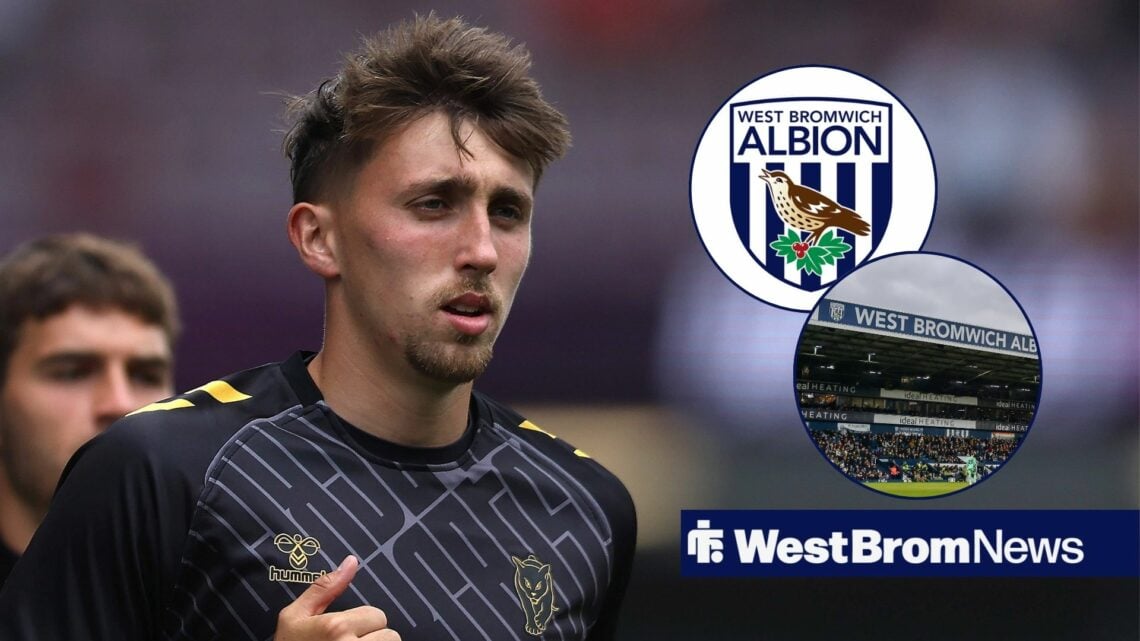 Dan Neil looking at the West Brom badge, and The Hawthorns.