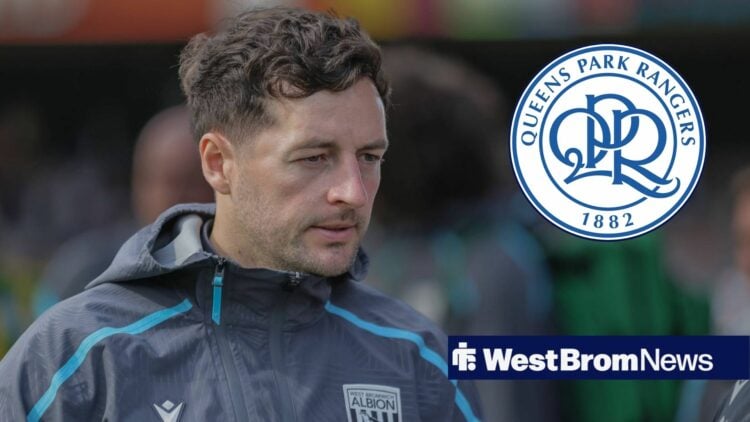 Ryan Mason looking at QPR badge in circle