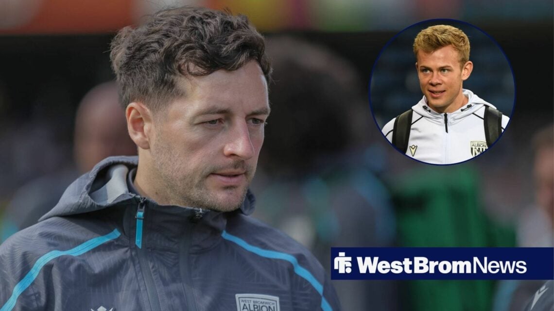 West Brom boss Ryan Mason with Aune Heggebo inset