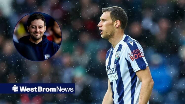 West Brom star Krystian Bielik in action, Ryan Mason happy in inset.