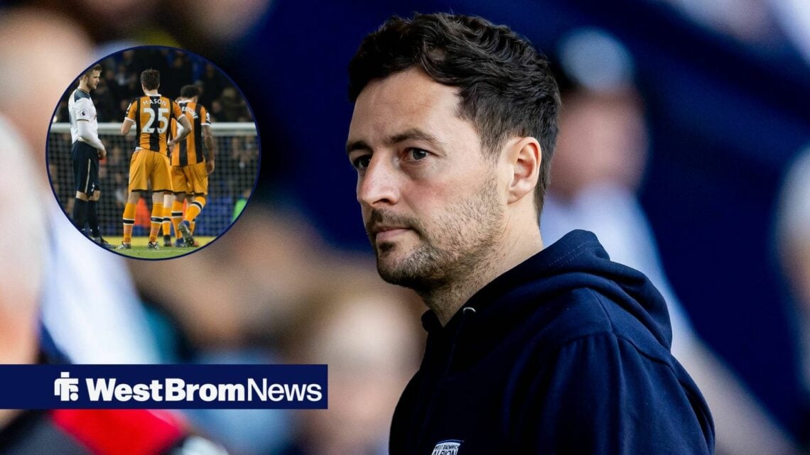 West Brom boss Ryan Mason with Mason at Hull City inset