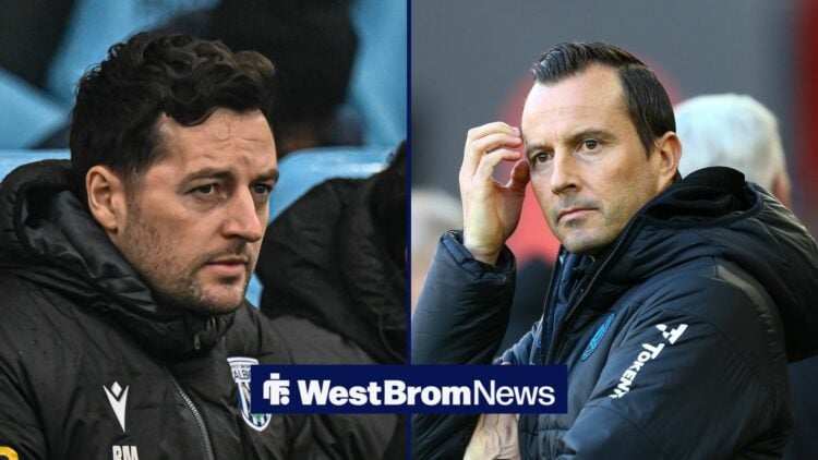 Ryan Mason looks towards Julien Stephan in a split image