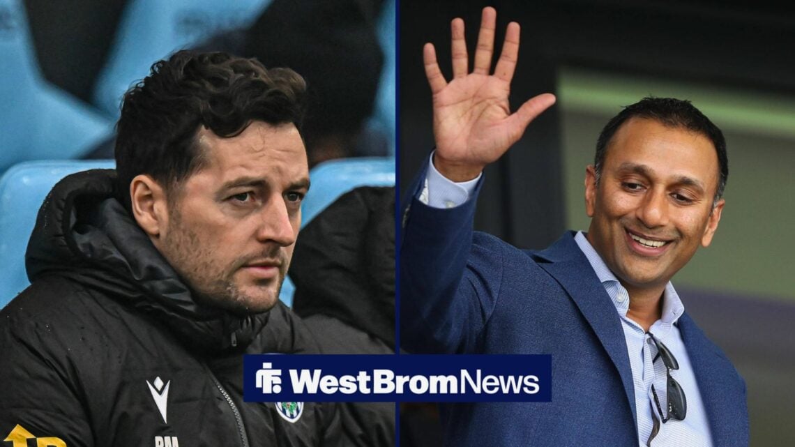 Ryan Mason looks towards Shilen Patel in a split image