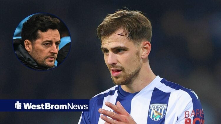 West Brom midfielder Jayson Molumby and Ryan Mason in circular inset