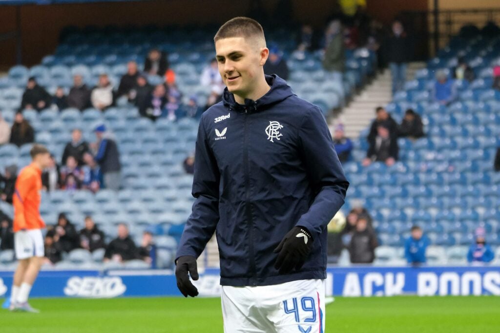 Bailey Rice warming up with Rangers